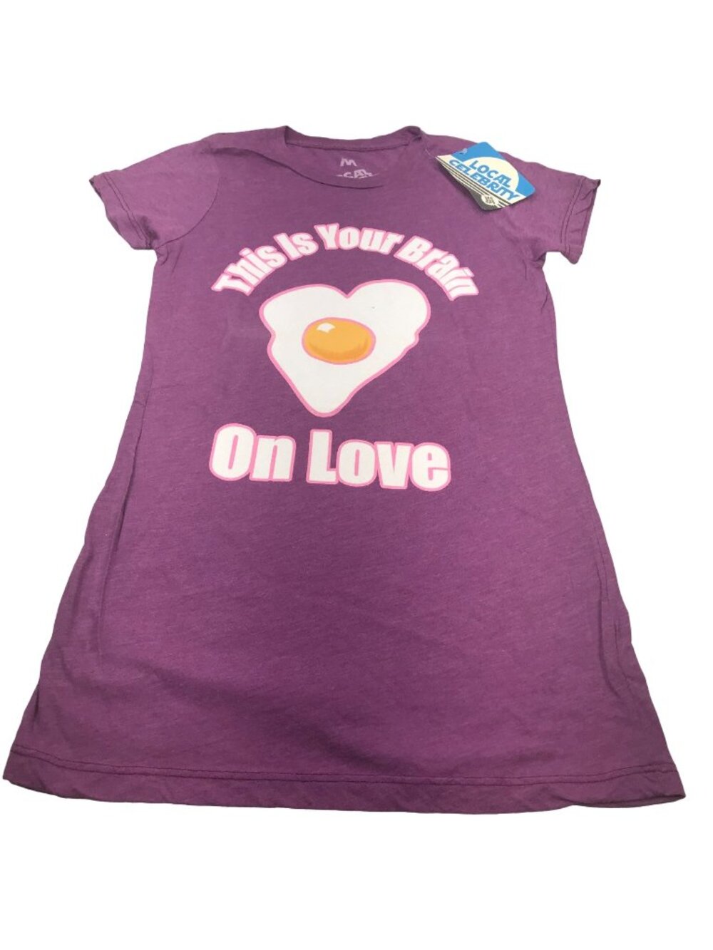Local Celebrity Women's Size Med This Is Your Brain On Love Short Sleeve Tee New